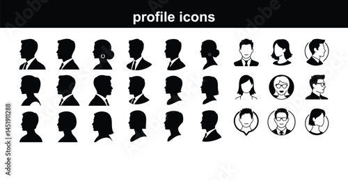 Avatar & Profile Icon Silhouette Set | User Icons Collection Profile Silhouettes for UI & UX | Avatar Icon Set for Designers