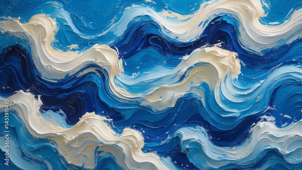 Fototapeta premium Painting of the great wave off kanagawa, a classic Japanese art piece. Perfect for home decor, posters, cultural designs, and educational materials.