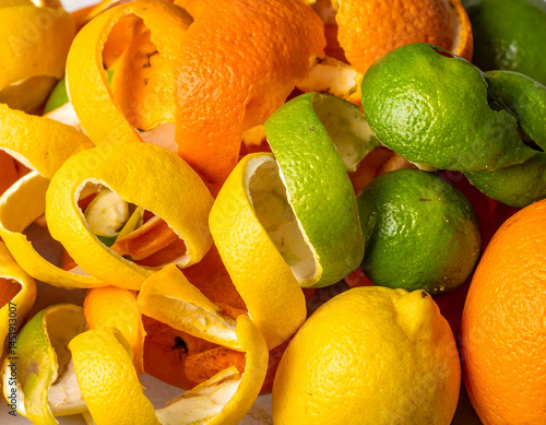 Colorful Citrus Peels Pile Close Up