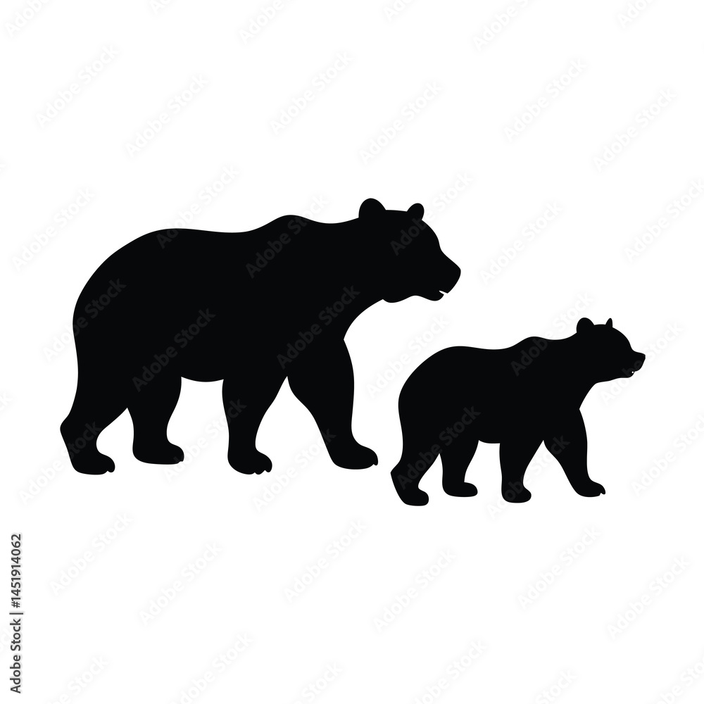 Fototapeta premium Standing Bear Silhouette Vector Illustration