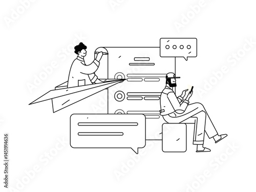 Invite friends to conduct questionnaire flat vector concept operation hand drawn illustration

