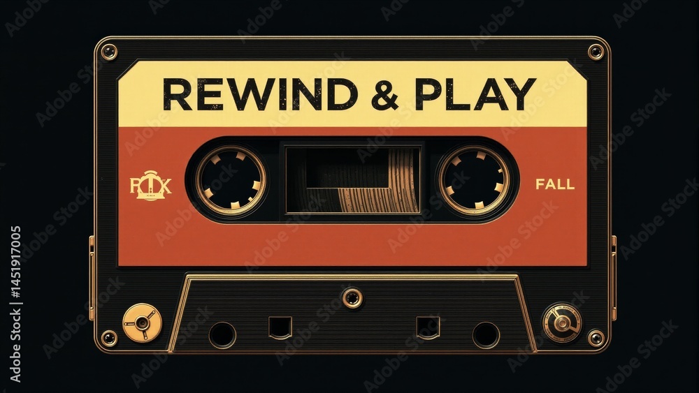 Fototapeta premium Retro Cassette Tape With Rewind And Play