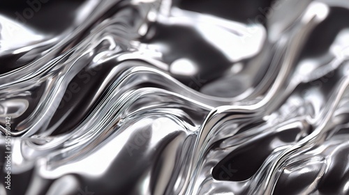 Obraz na płótnie Reflective Silver Liquid Waves with Abstract Rippling Texture w salonie