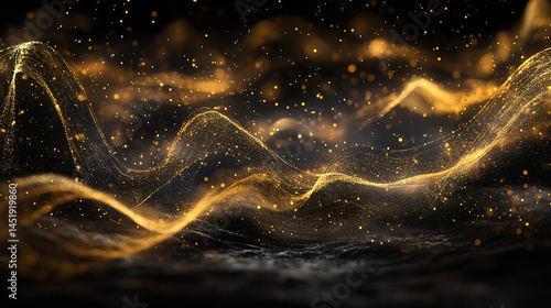 A graph with upward-trending lines made of golden light, symbolizing growth and profitability, on a dark background. (2)