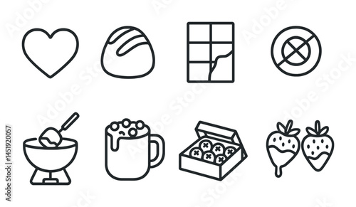 Food and drink outline icons set – culinary, kitchen, cooking symbols