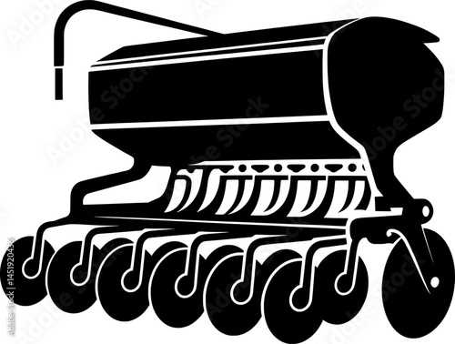 Seed Drill Silhouette with Rotating Discs Illustration