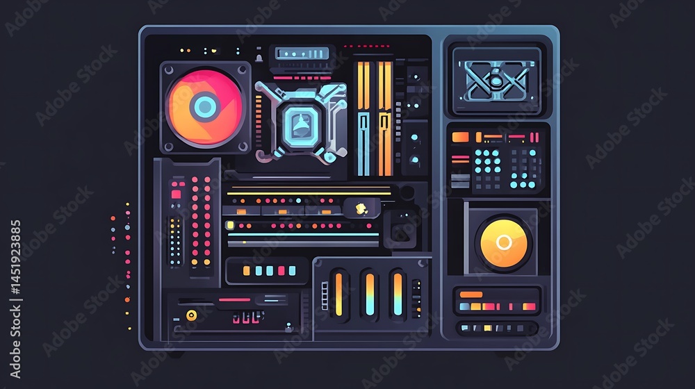 Fototapeta premium Tech Motherboard with Circuit Board Design.