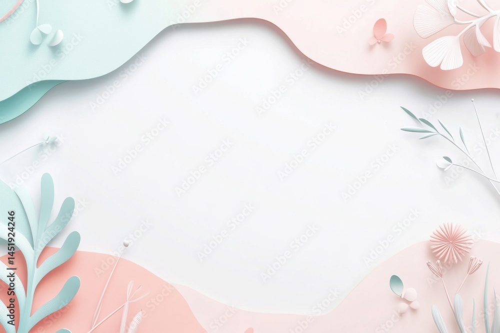 Fototapeta premium Delicate Paper Flowers in Pastel Tones