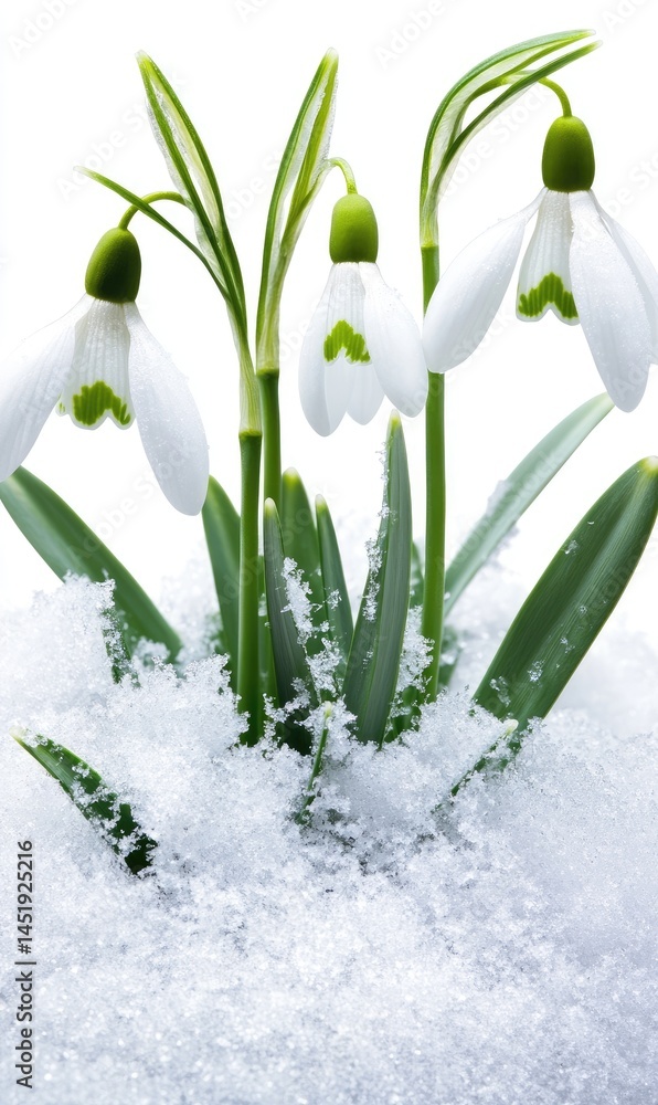 custom made wallpaper toronto digitalDelicate snowdrops emerging from snow.  Fresh white flowers and green foliage push through the winter's icy blanket