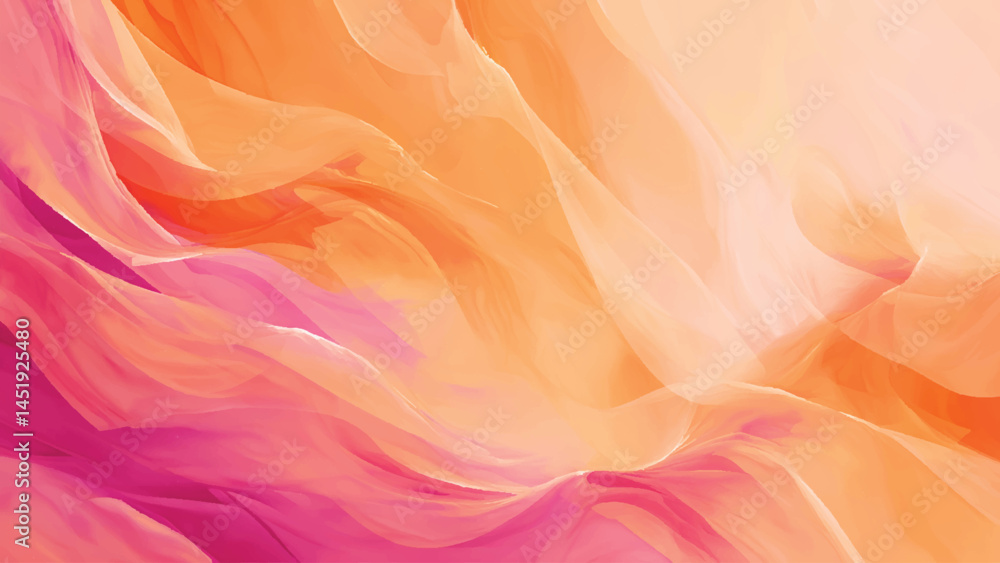 Vector Background: Orange Gradient with Pink Noise Texture, Peach fuzz Wavy silk texture. Luxury fabric material. Vector Background: Orange Gradient with Pink Noise Texture, Peach fuzz Wavy silk texture. Luxury fabric material.