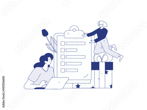 Invite friends to conduct questionnaire flat vector concept operation hand drawn illustration
