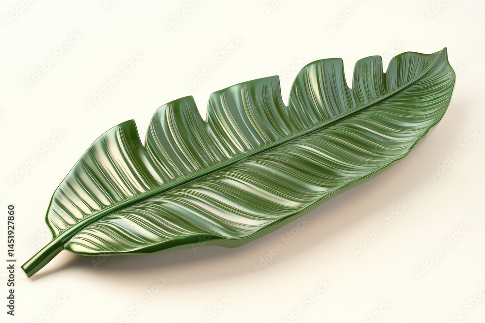 Decorative, stylized banana leaf-shaped platter. Decorative, stylized banana leaf-shaped platter.