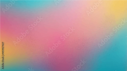 Abstract pink, yellow and turquoise gradient noisy grain background texture