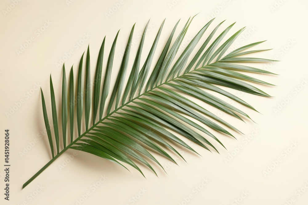 Fototapeta premium A single palm frond against a pastel background.