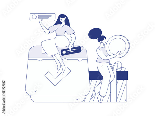 Invite friends to conduct questionnaire flat vector concept operation hand drawn illustration
