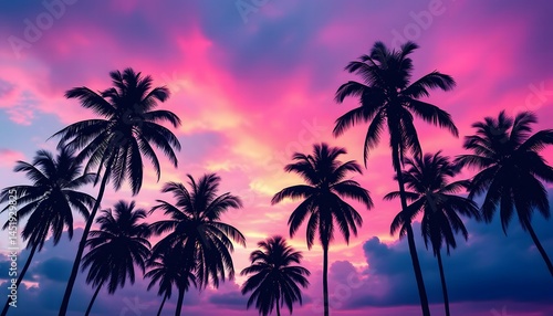 Vibrant Palm Tree Sunset