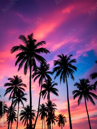 Tropical Sunset with Palms