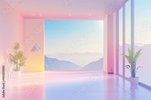 Pastel Dreamy Mountain View Interior Design