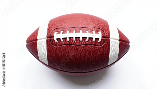 Overhead shot of an american football against a pure white backdrop, overhead, sport