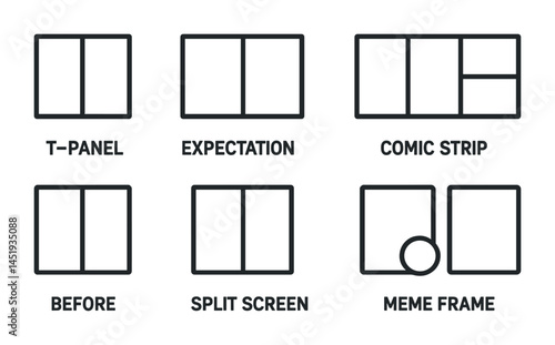 Comic and storytelling outline icons set – linear, silhouette, narrative symbols