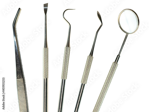 Dental tools set for dentistry inspection.