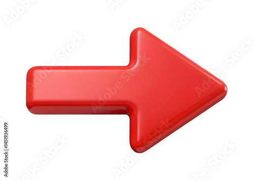 png red Arrow Direction Indicator: A vibrant, three-dimensional arrow, a symbol of guidance and progress, boldly points towards a forward direction isolated on a transparent background 