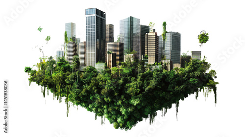Floating green building energy performance monitoring panel, isolated, PNG format, transparent background. Varient 5