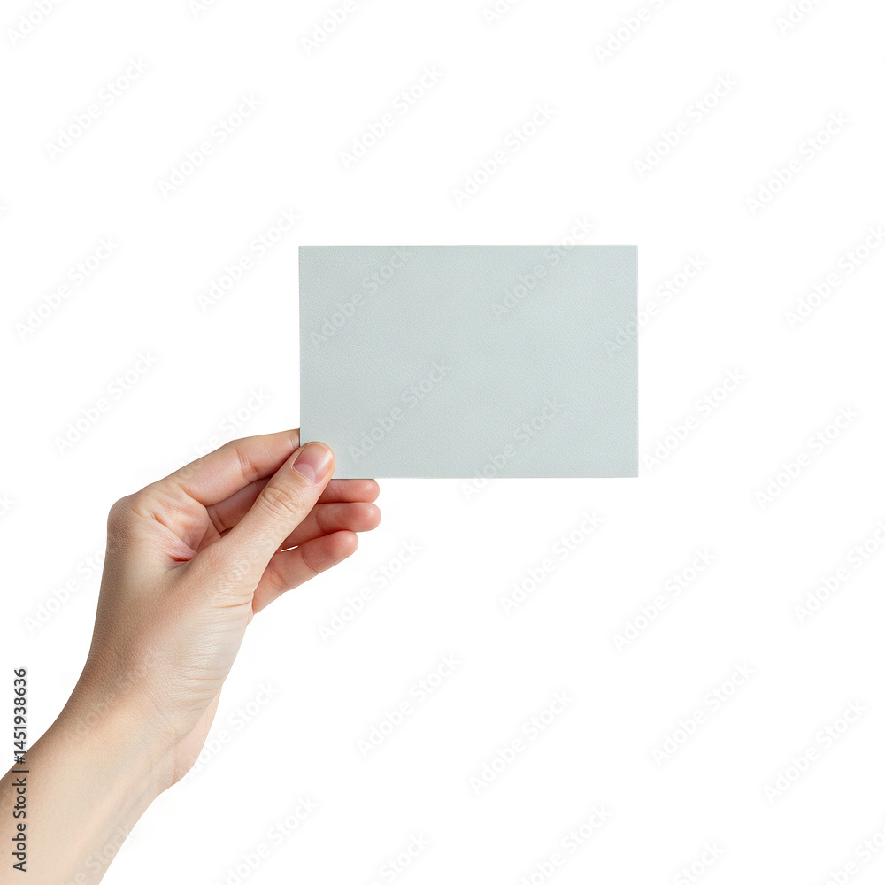 Fototapeta premium Hand holding business card on transparent background PNG Generative AI