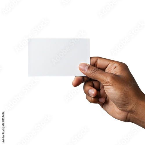 Hand holding business card on transparent background PNG Generative AI