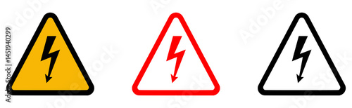 high voltage danger warning caution attention sign symbol logo flat color vector illustration template design