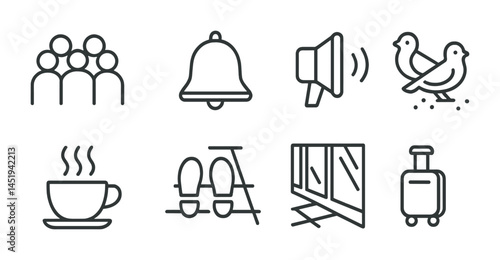 Essential communication icons set – outline, linear, messaging and notification symbols