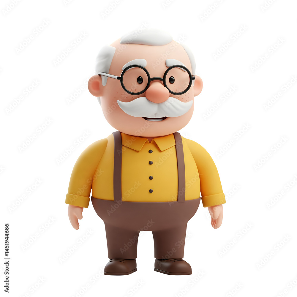 3d old man in glasses 3d old man in glasses