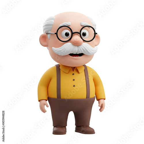 3d old man in glasses