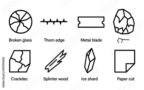 Dangerous objects and shapes warning icons for safety design