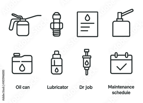 Automotive tools outline icons set – silhouette, maintenance, repair symbols