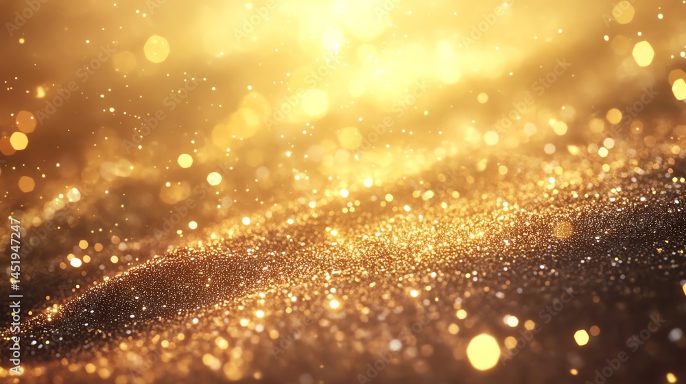 Abstract shimmering golden light particles on a dark background, creating a luxurious and festive atmosphere. Abstract shimmering golden light particles on a dark background, creating a luxurious and festive atmosphere.