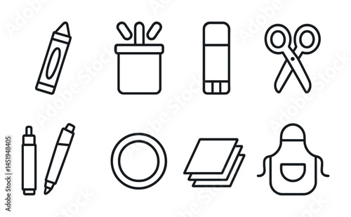 School and office line icons set – outline, linear, educational supplies graphics