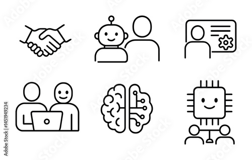 Ai and robotics outline icons set – linear, vector, tech and innovation symbols