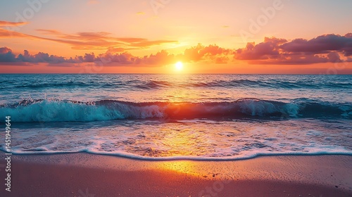 Colorful ocean sky and breaking waves high resolution picture