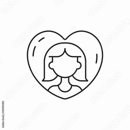 avatar profile heart romance face icon vector sign
