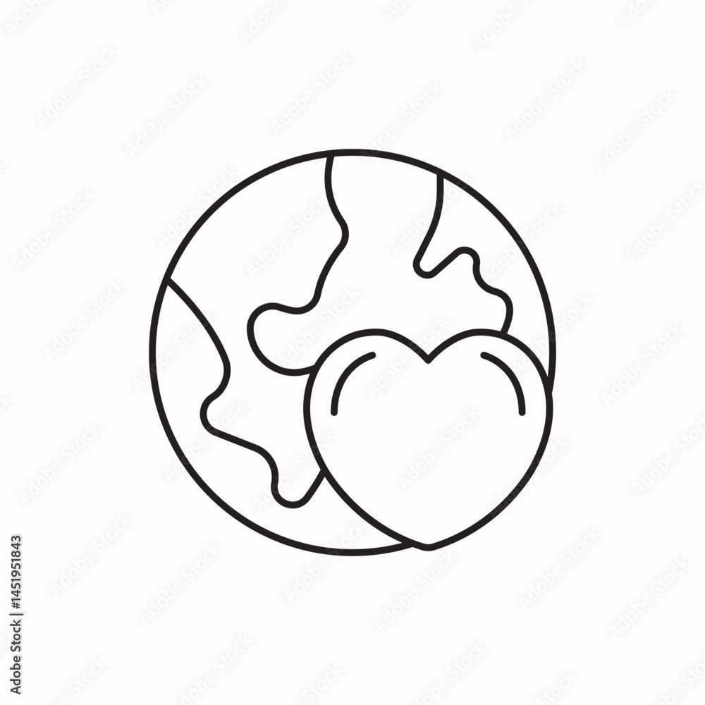 Global world love heart icon vector sign Global world love heart icon vector sign