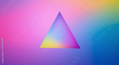 Vibrant gradient triangle shape on colorful abstract background for copy space