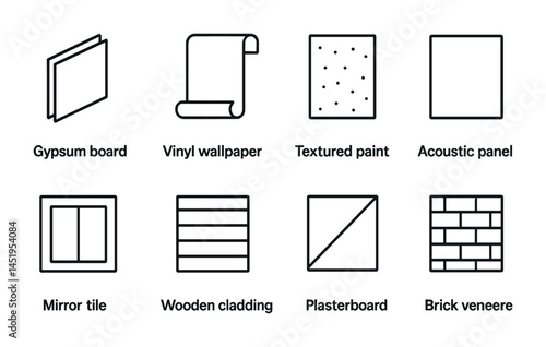 Home improvement outline icons set – renovation, remodeling, construction symbols