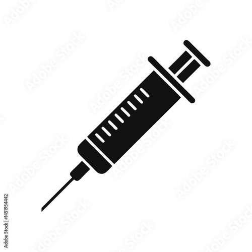 Syringe injection icon sign of silhouette vector illustration on white background