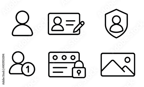 User interface outline icons set – profile, login, web design essentials