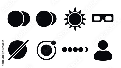 Astronomy and space silhouette icons set – celestial, cosmic, stargazing symbols