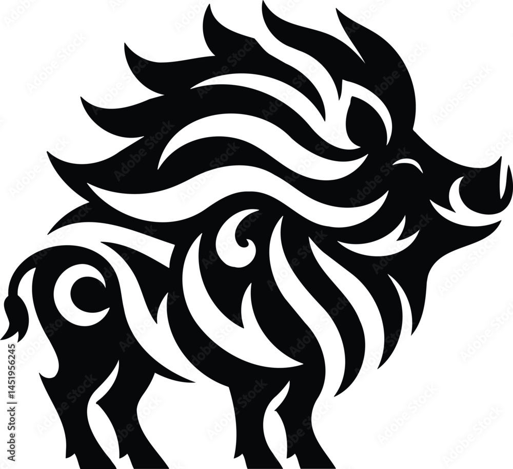 Fototapeta premium Boar Emblem Silhouette