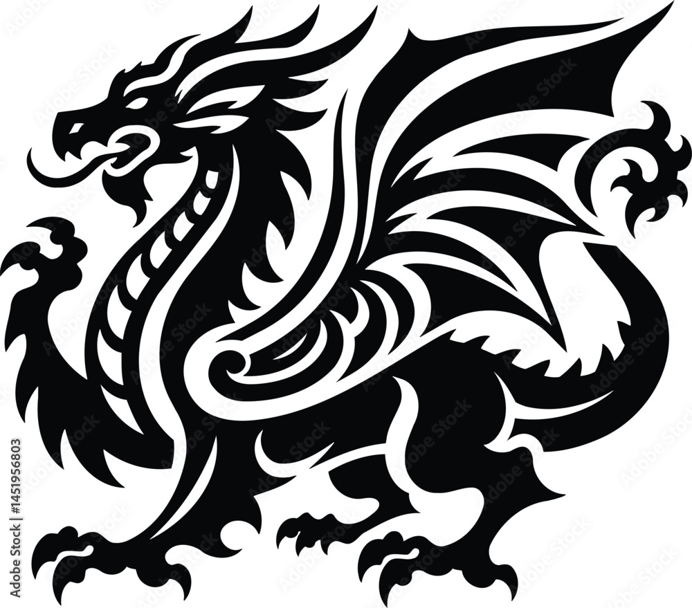 Naklejka premium Classic Heraldic Dragon
