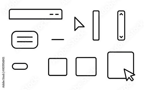 User interface outline icons set - linear, wireframe, ui and ux design symbols