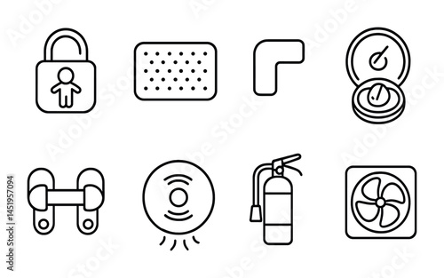 Safety equipment and symbols collection for home security design